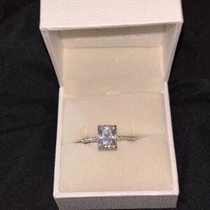 Radiant Silver Ring with Clear Gemstone